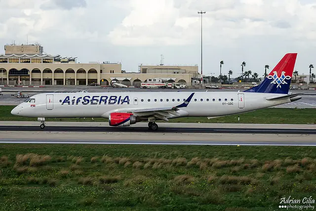 Air Serbia Embraer E195 aircraft